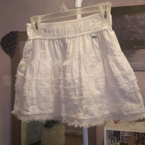 Hollister Lace Detailed White Mini Skirt